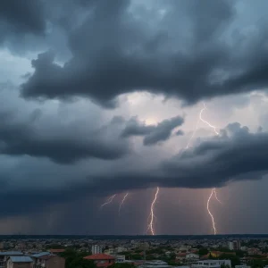 Storm clouds gathering over Greenville city