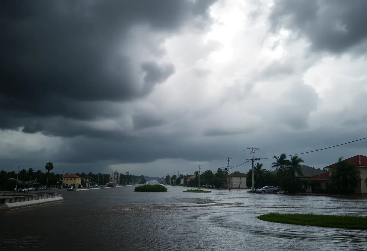Flooded streets in eastern Mexico due to Tropical Storm Barry