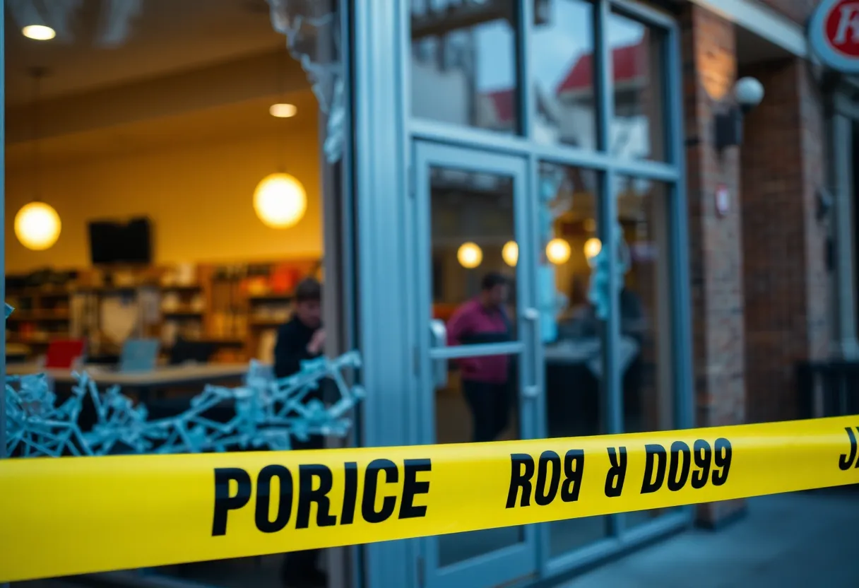Broken storefront of Tapestry Inc. boutique in Clinton