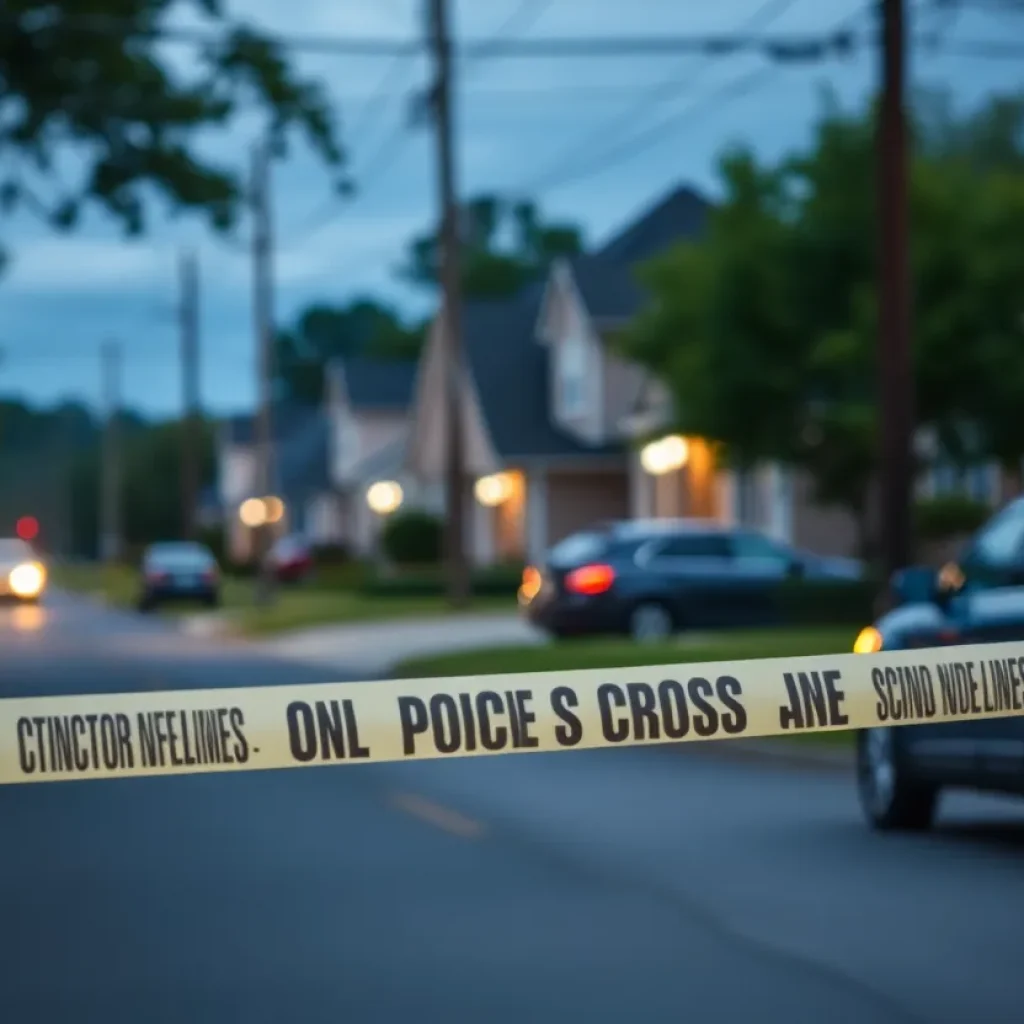 Police tape in a Clinton SC neighborhood