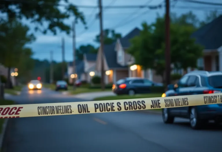 Police tape in a Clinton SC neighborhood