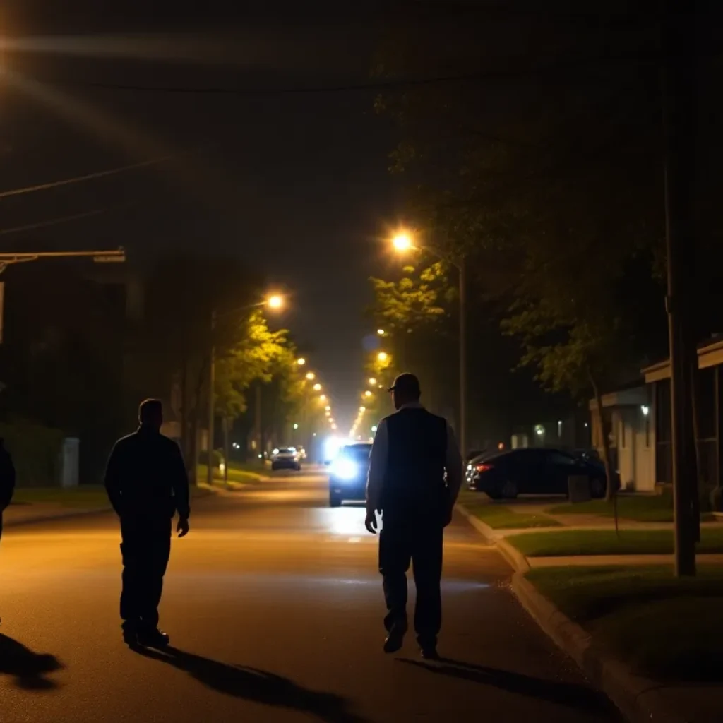 Police presence in a small-town street following a shooting incident