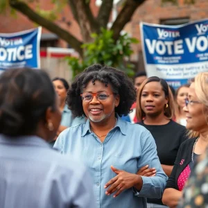 Voters discussing candidates in a South Carolina neighborhood