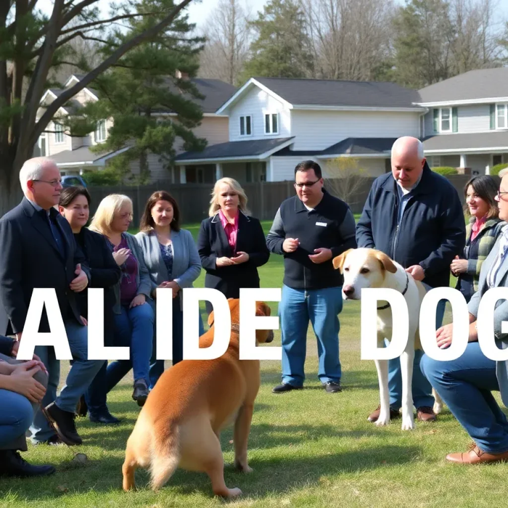 A community meeting discussing dog control issues