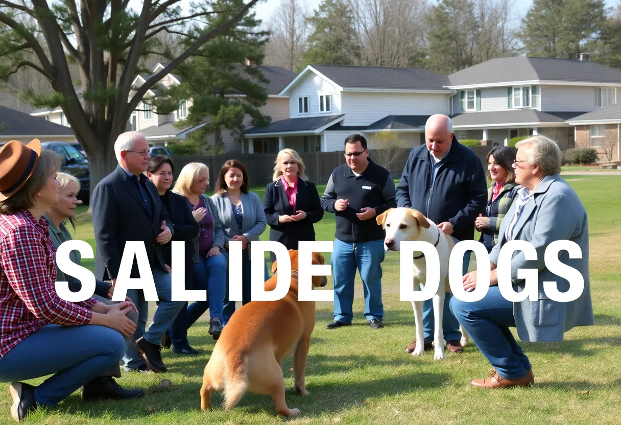 A community meeting discussing dog control issues