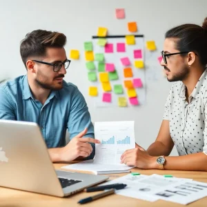 Digital marketing professional developing brand voice strategies