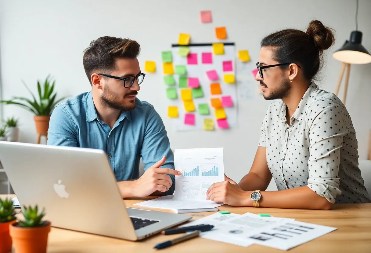 Digital marketing professional developing brand voice strategies