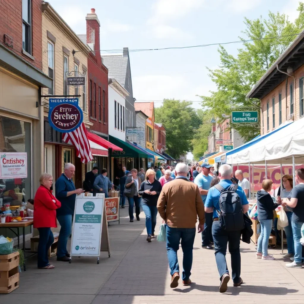 Vibrant scene of community engagement and support for local businesses.