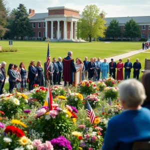 People gathered at a memorial service in honor of David Gergen