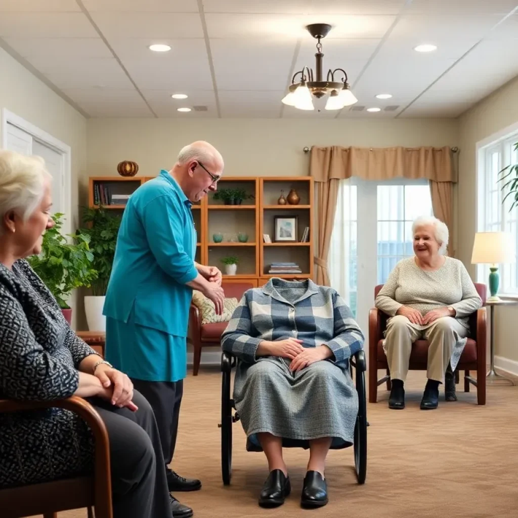 A peaceful memory care facility environment