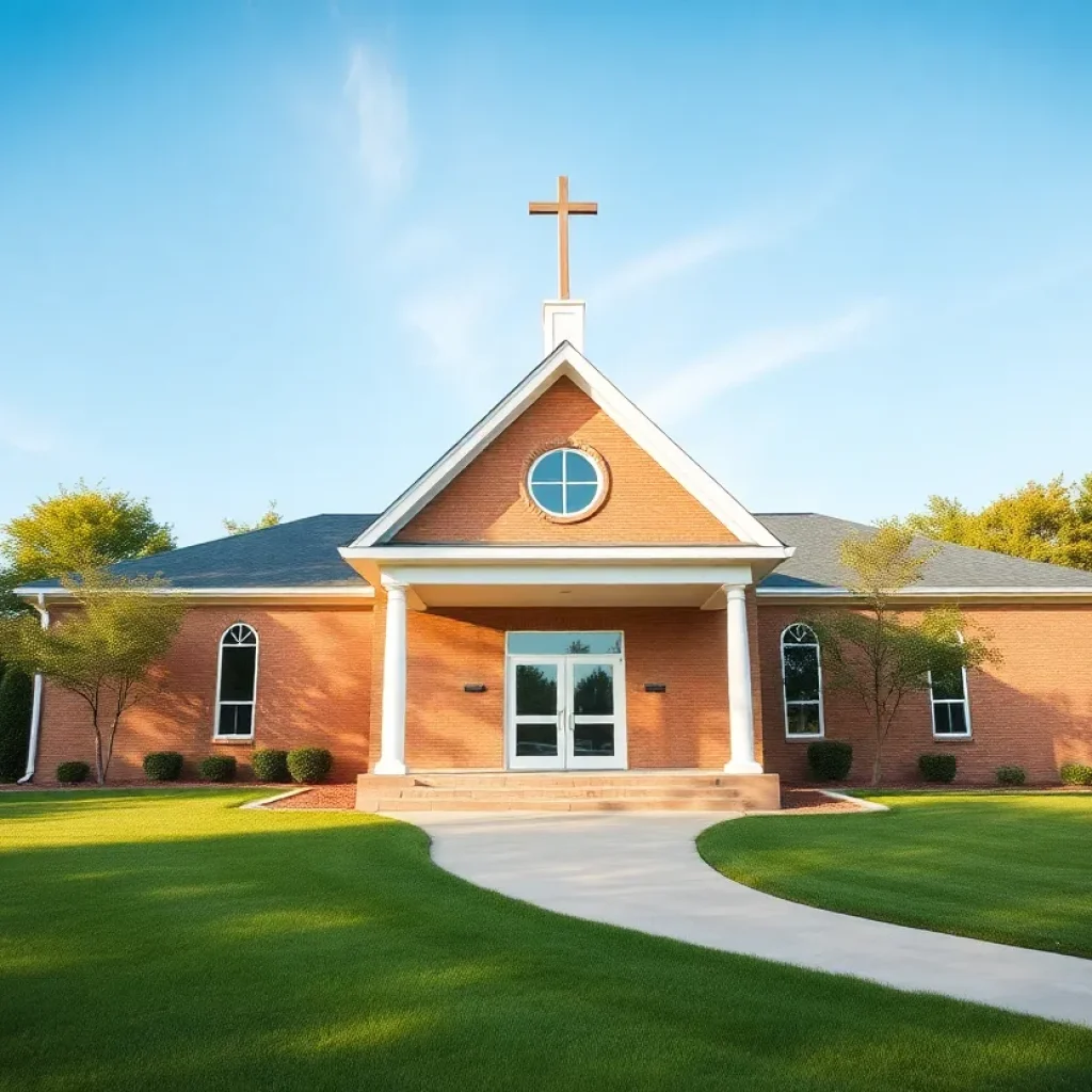 Exterior view of the new chapel in Laurens, South Carolina