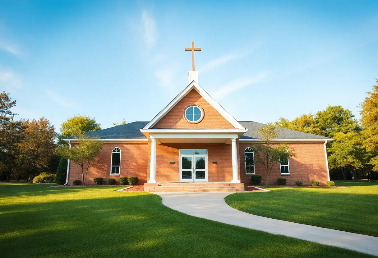 Exterior view of the new chapel in Laurens, South Carolina
