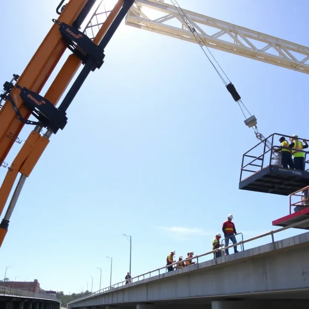 Workers repairing a bridge in South Carolina