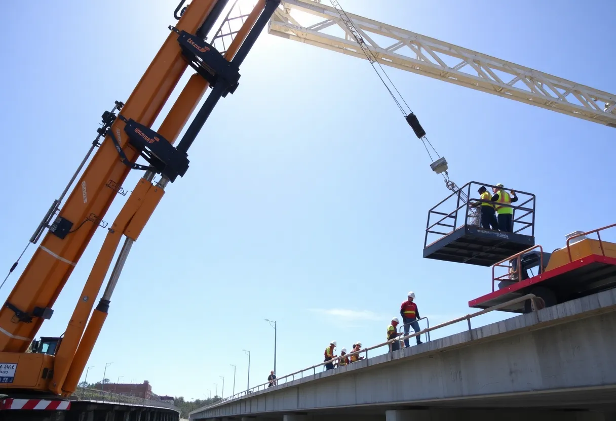 Workers repairing a bridge in South Carolina