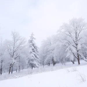 Snow-covered trees in a winter landscape