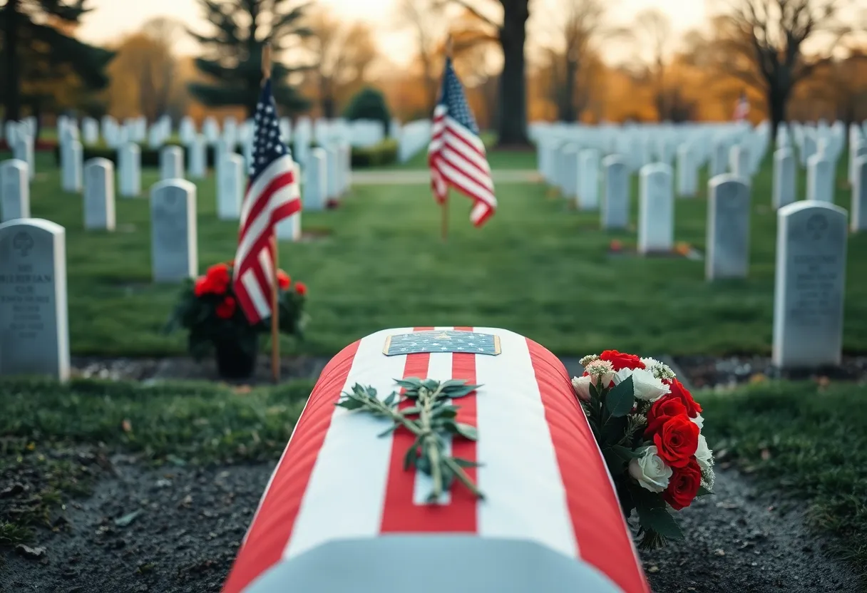 Military honors at a burial service for a WWII airman