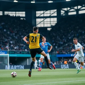 Alabama State soccer team playing against Presbyterian College