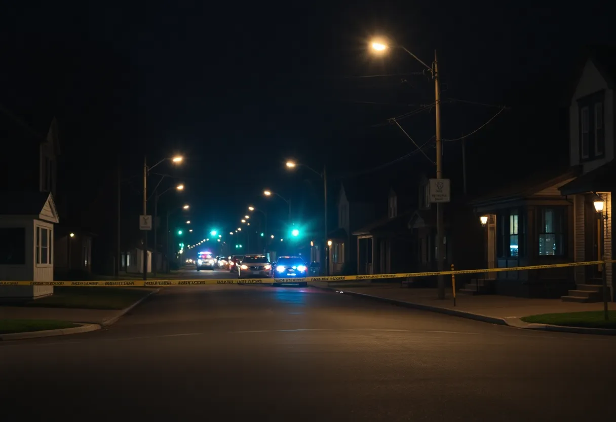 Night view of Clinton street with police presence