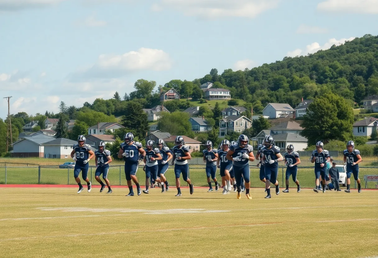 Clinton Red Devils football team during practice