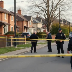 Police investigating a crime scene in Clinton SC after a stabbing incident.