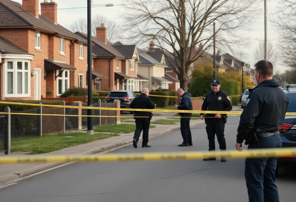 Police investigating a crime scene in Clinton SC after a stabbing incident.