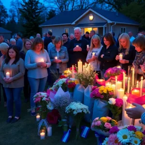 Vigil honoring Zay Hurley and Kaden Moses with candles and flowers