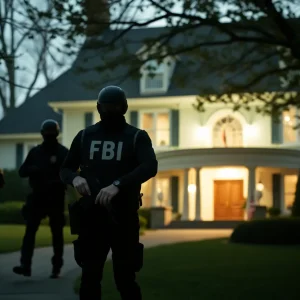 FBI agents conducting a raid
