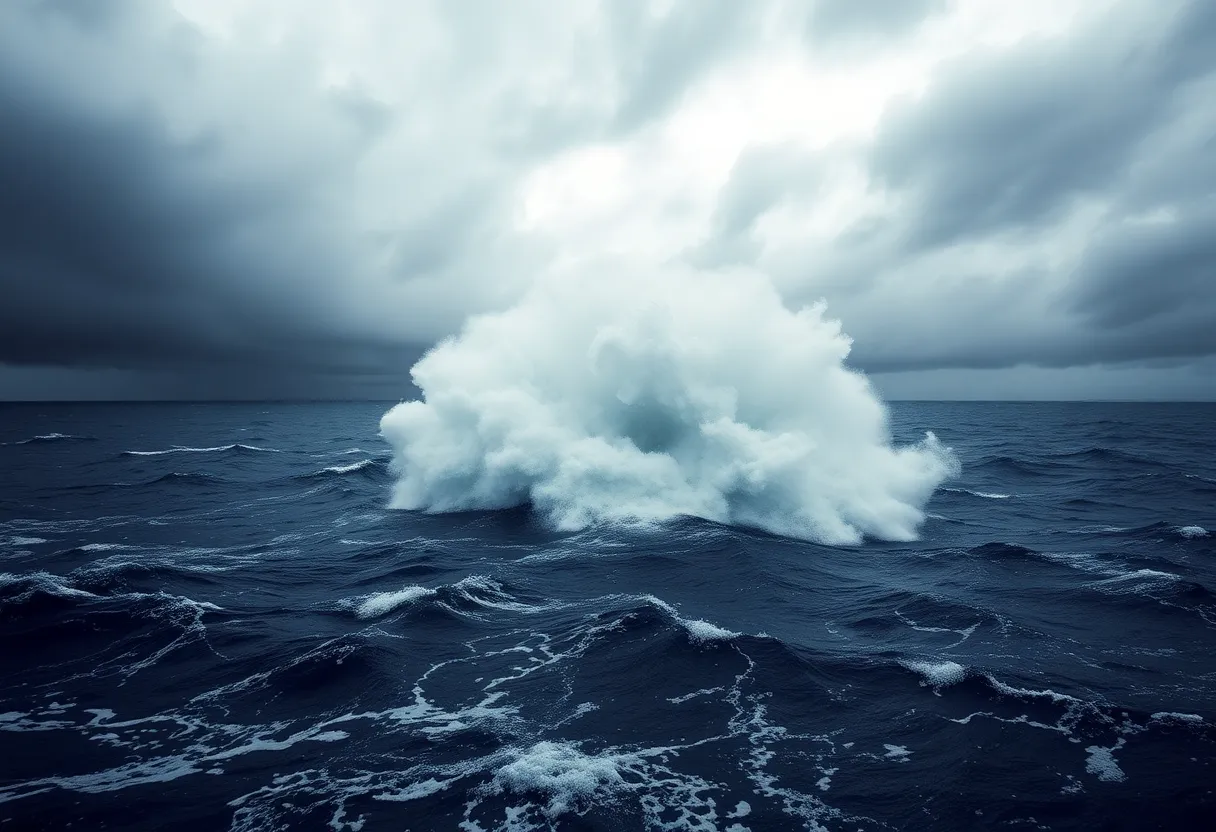 Visual representation of Hurricane Erin as it strengthens over the ocean.