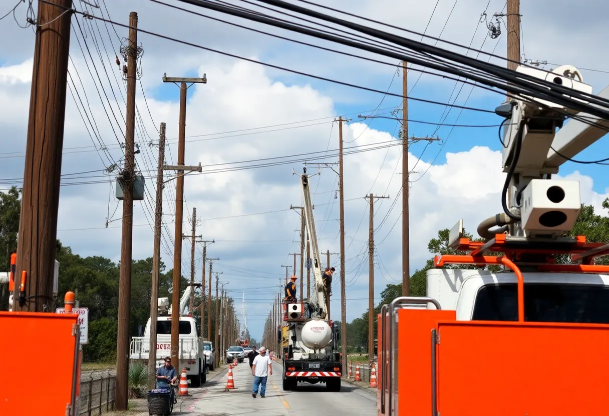 Network repair teams working in South Carolina after Hurricane Helene.