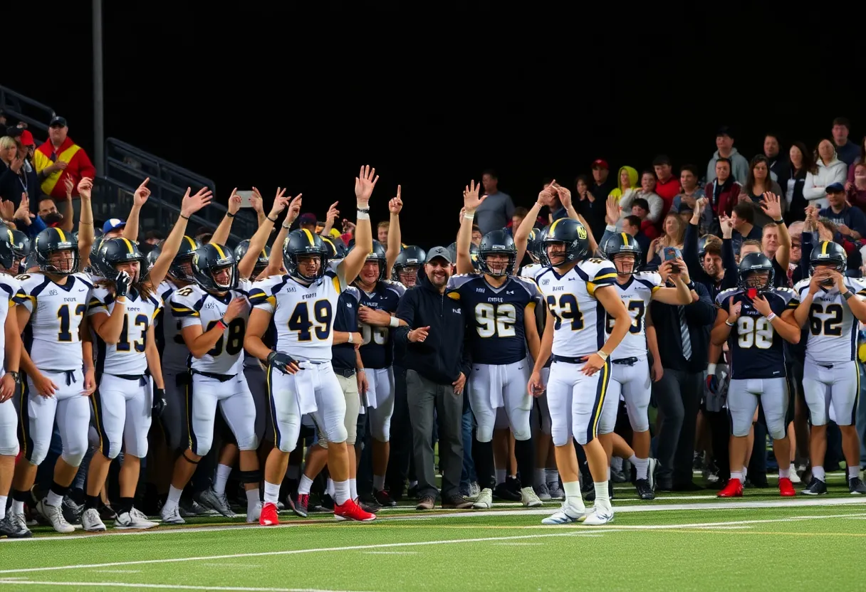 Celebration of Laurens Academy football team and fans