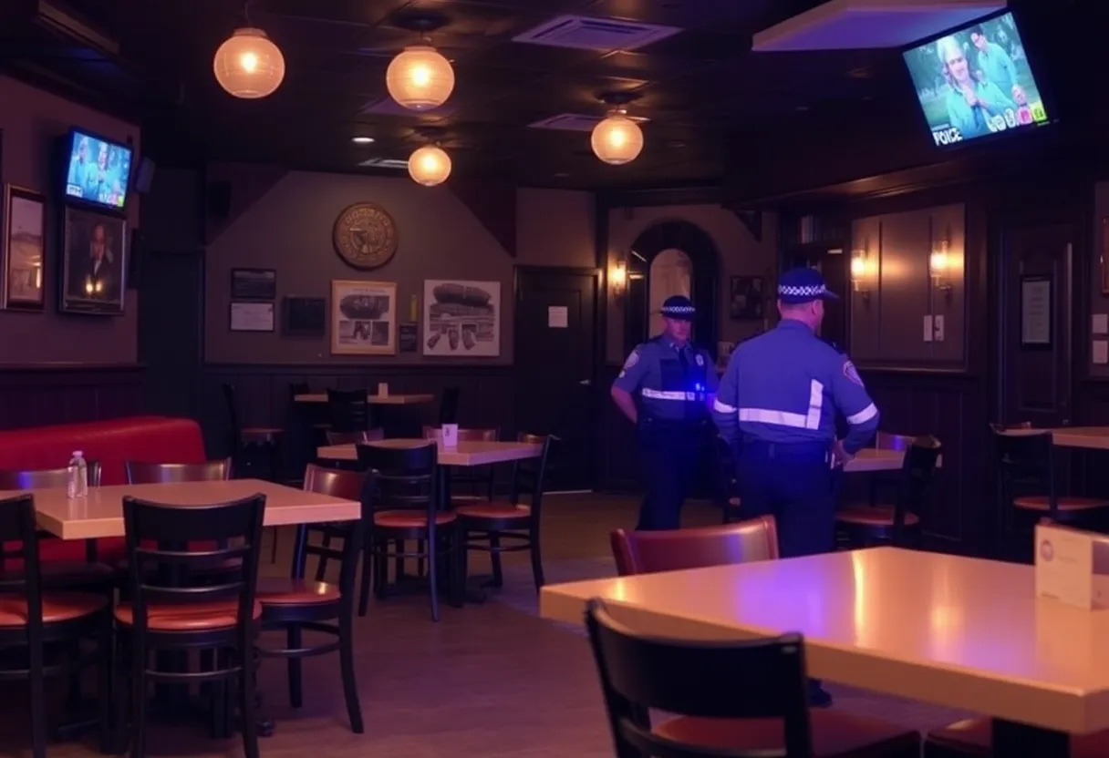 Empty bar scene reflecting the aftermath of a tragic shooting incident