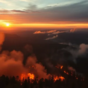Wildfire blazing through Napa County with firefighters in action