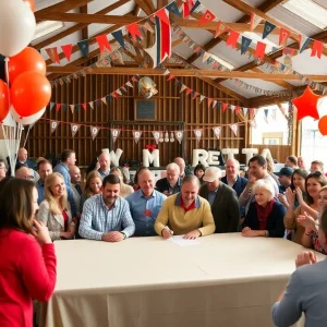 Tre Aiken signing his National Letter of Intent with N.C. State at a farm event.