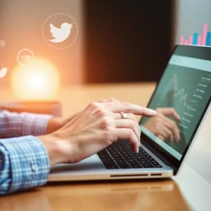 Person conducting trend analysis for digital marketing