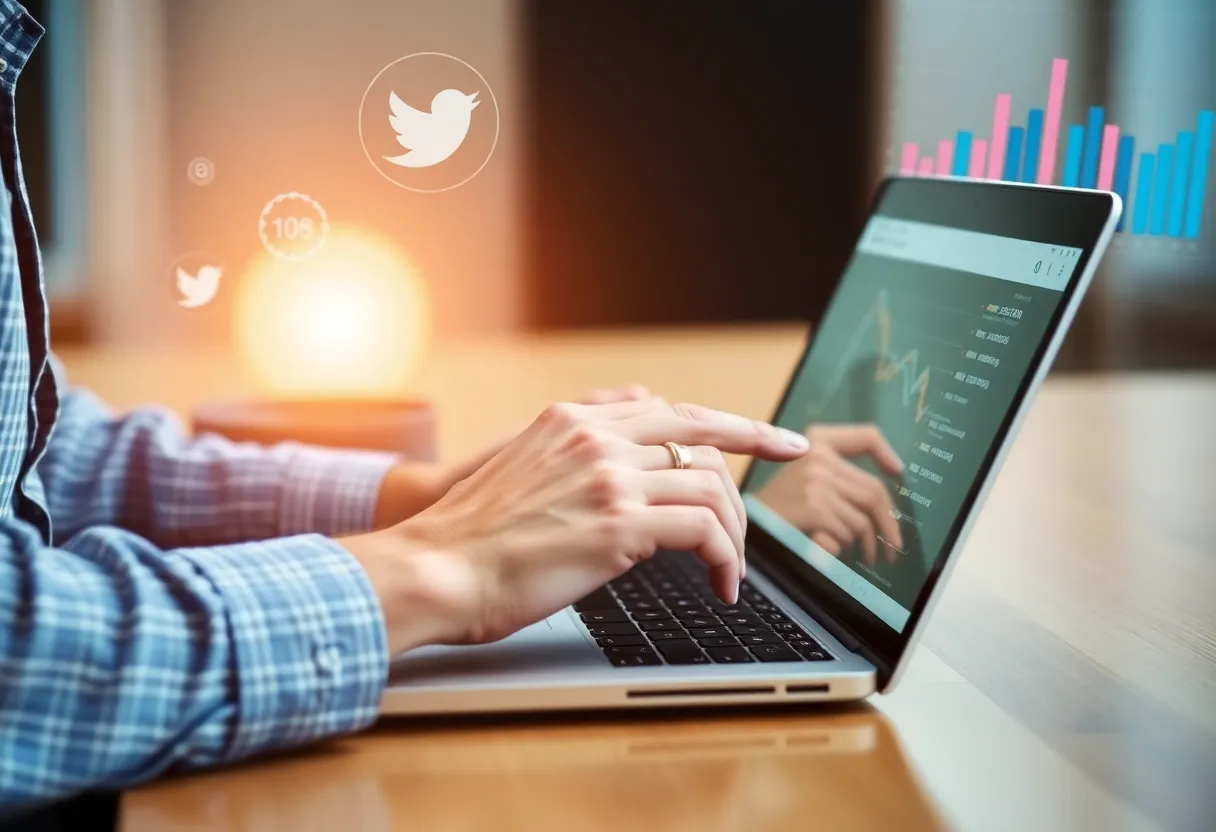 Person conducting trend analysis for digital marketing