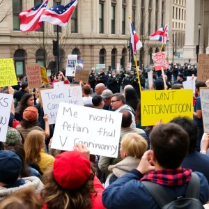 Protesters in Washington D.C. demonstrating against federal law enforcement presence