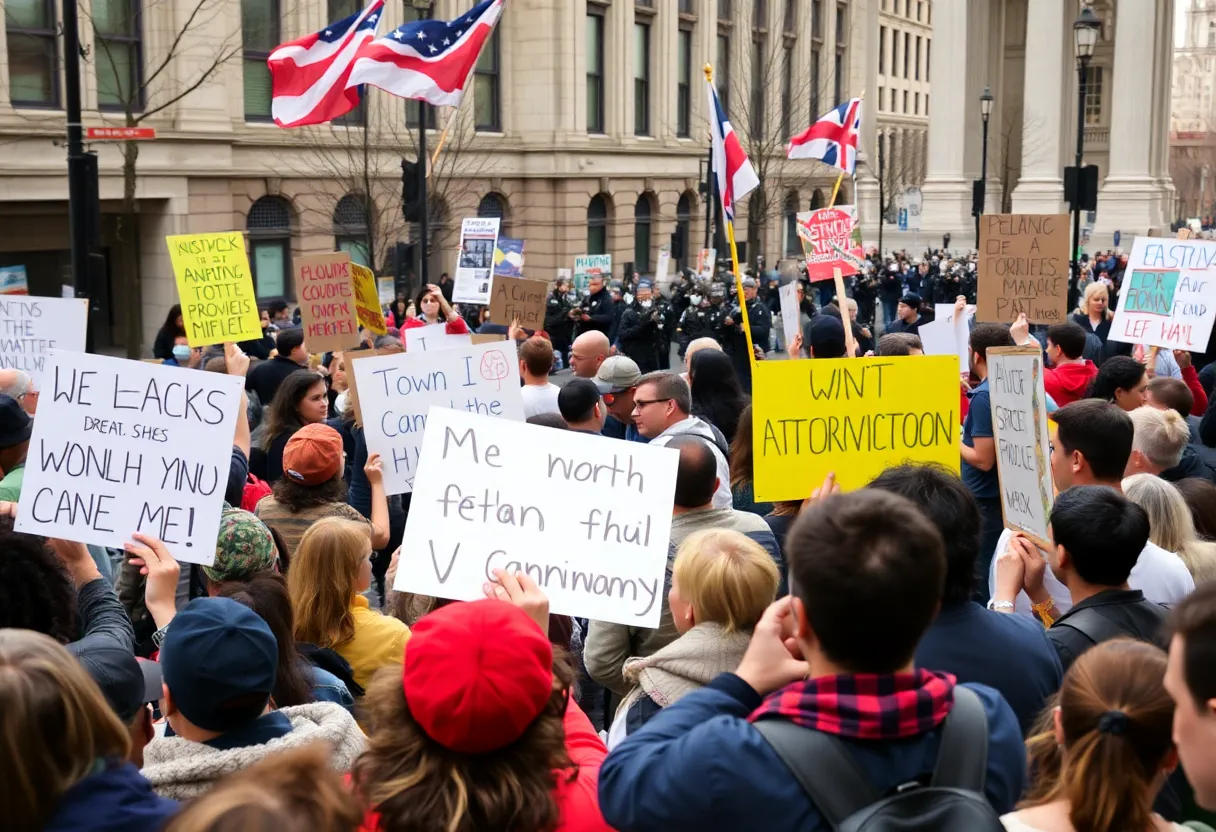 Protesters in Washington D.C. demonstrating against federal law enforcement presence