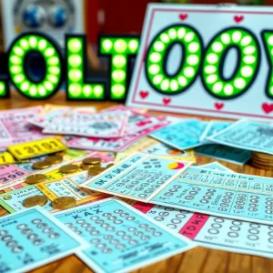 An assortment of scratch-off lottery tickets on a table.