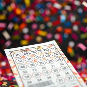 Celebration of a historic Powerball jackpot with colorful confetti.