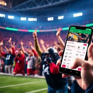 Fans celebrating during NFL game while using Bet365 app