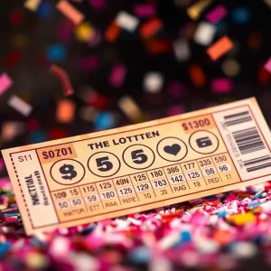 Celebratory scene of lottery ticket wins