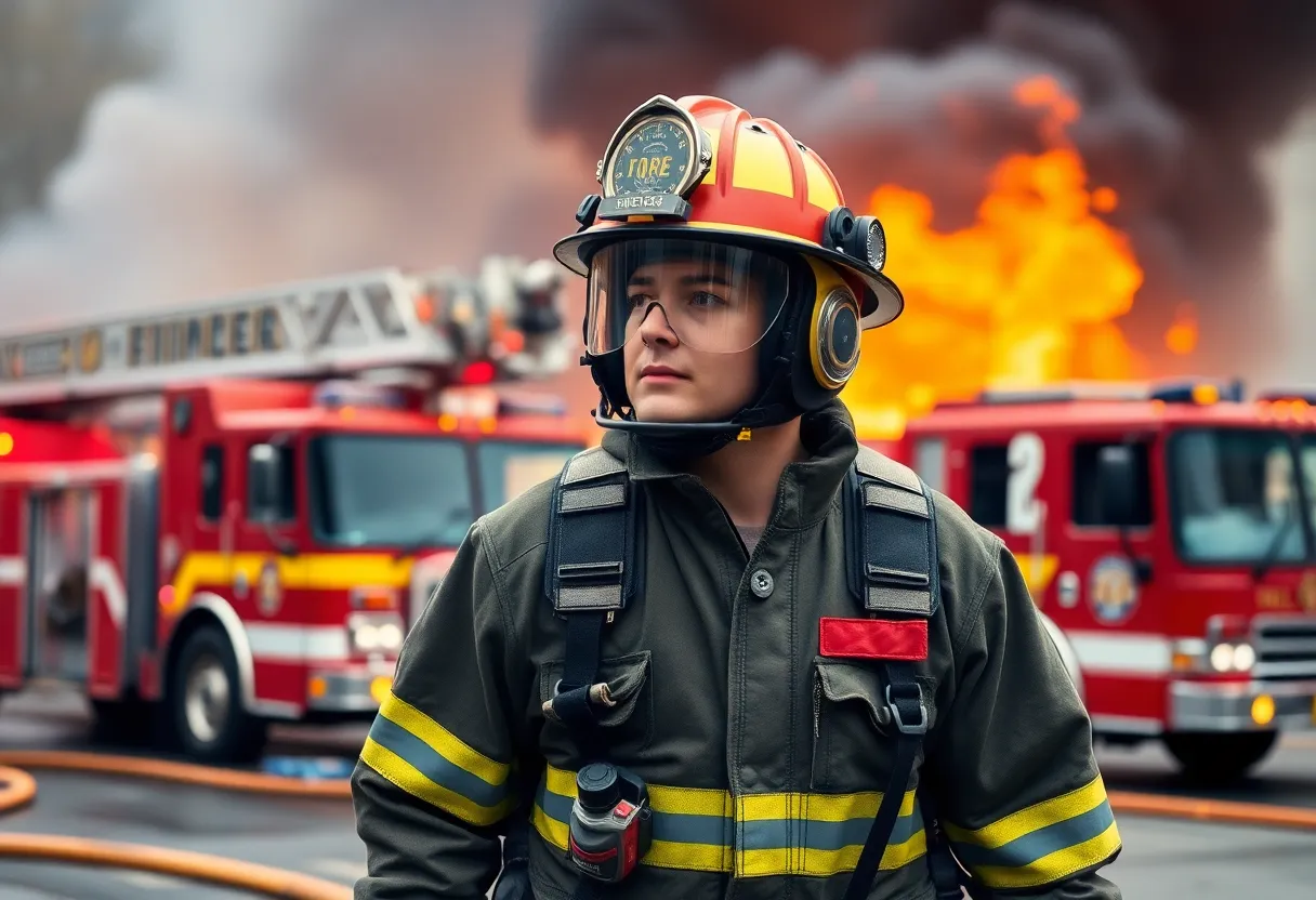Clinton firefighter responding to a fire incident