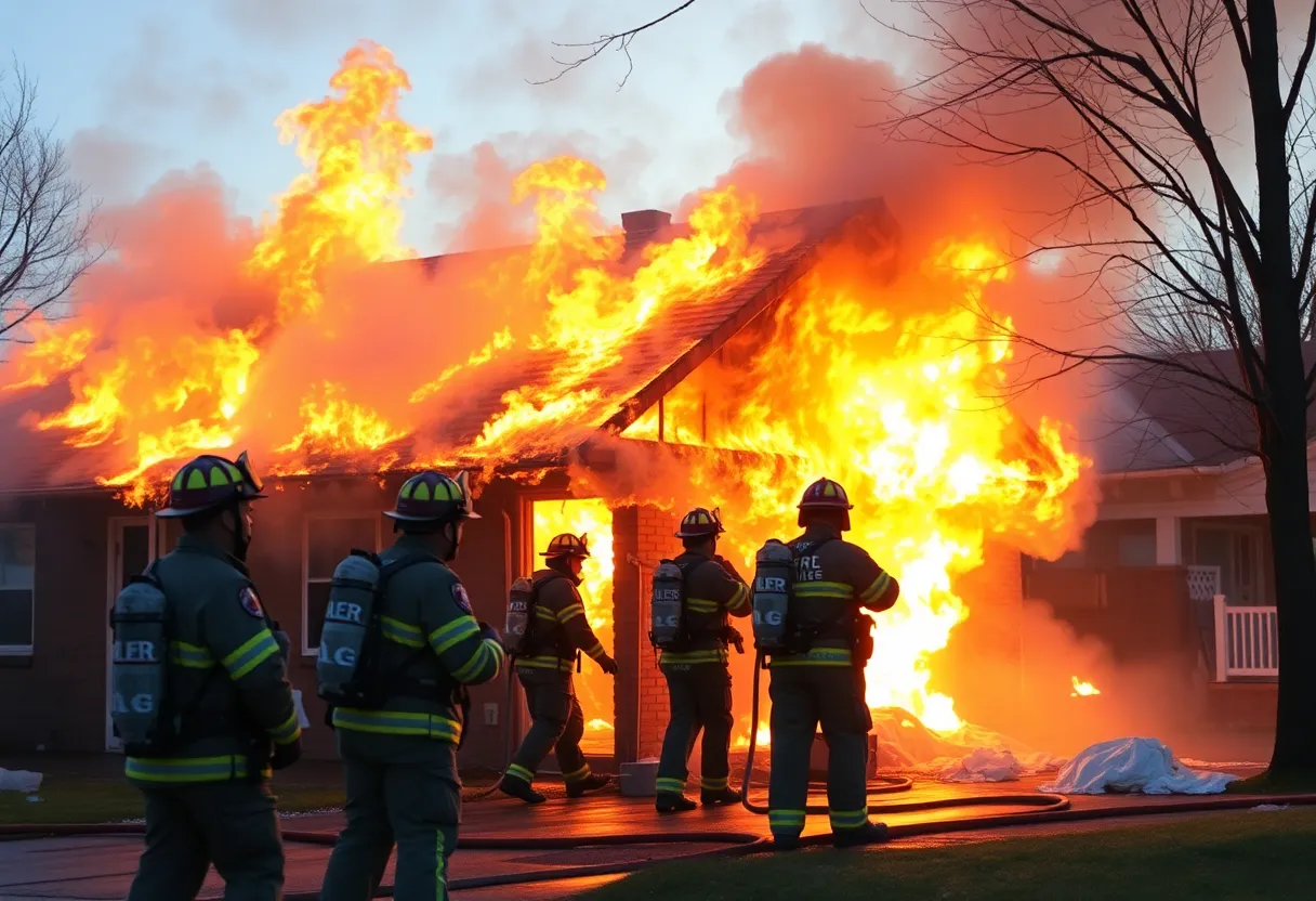 Firefighters battling a structure fire in Clinton