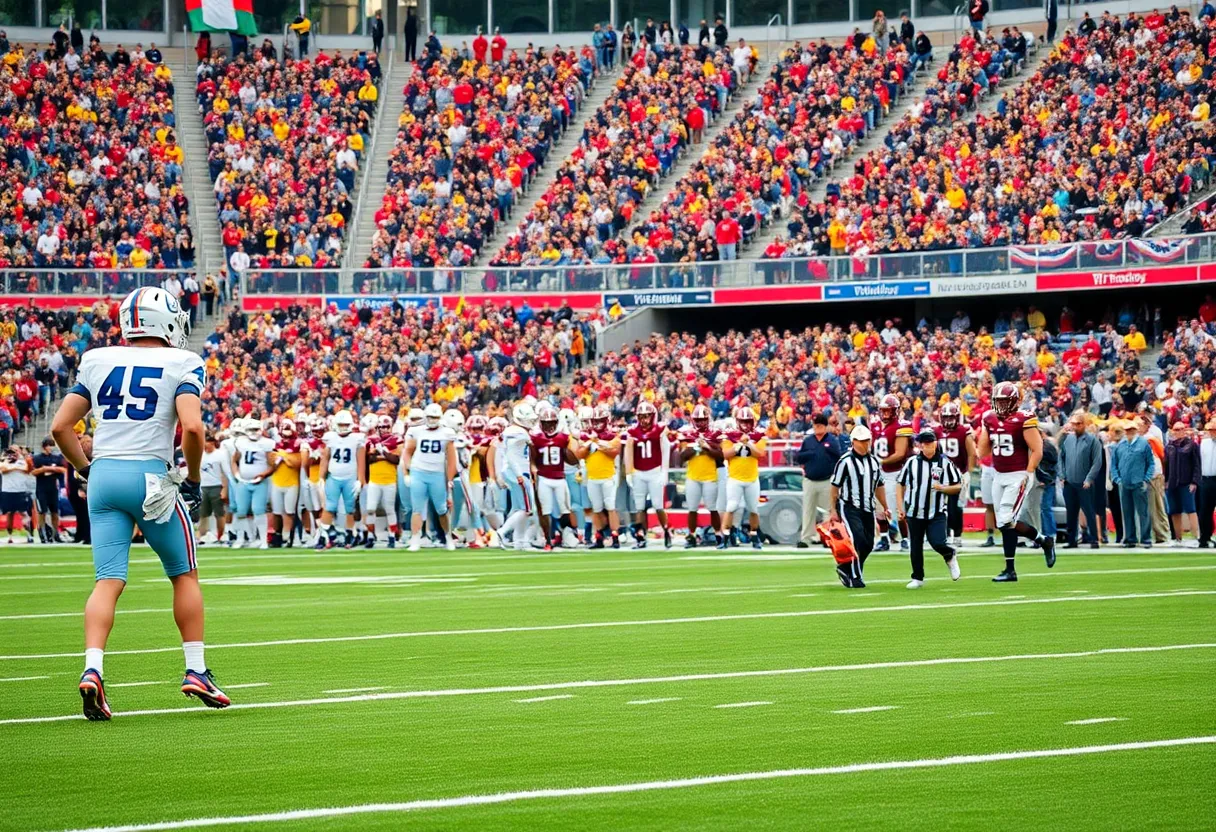 Football players preparing for a game