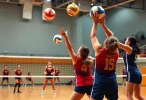 Clinton Red Devils volleyball match in progress