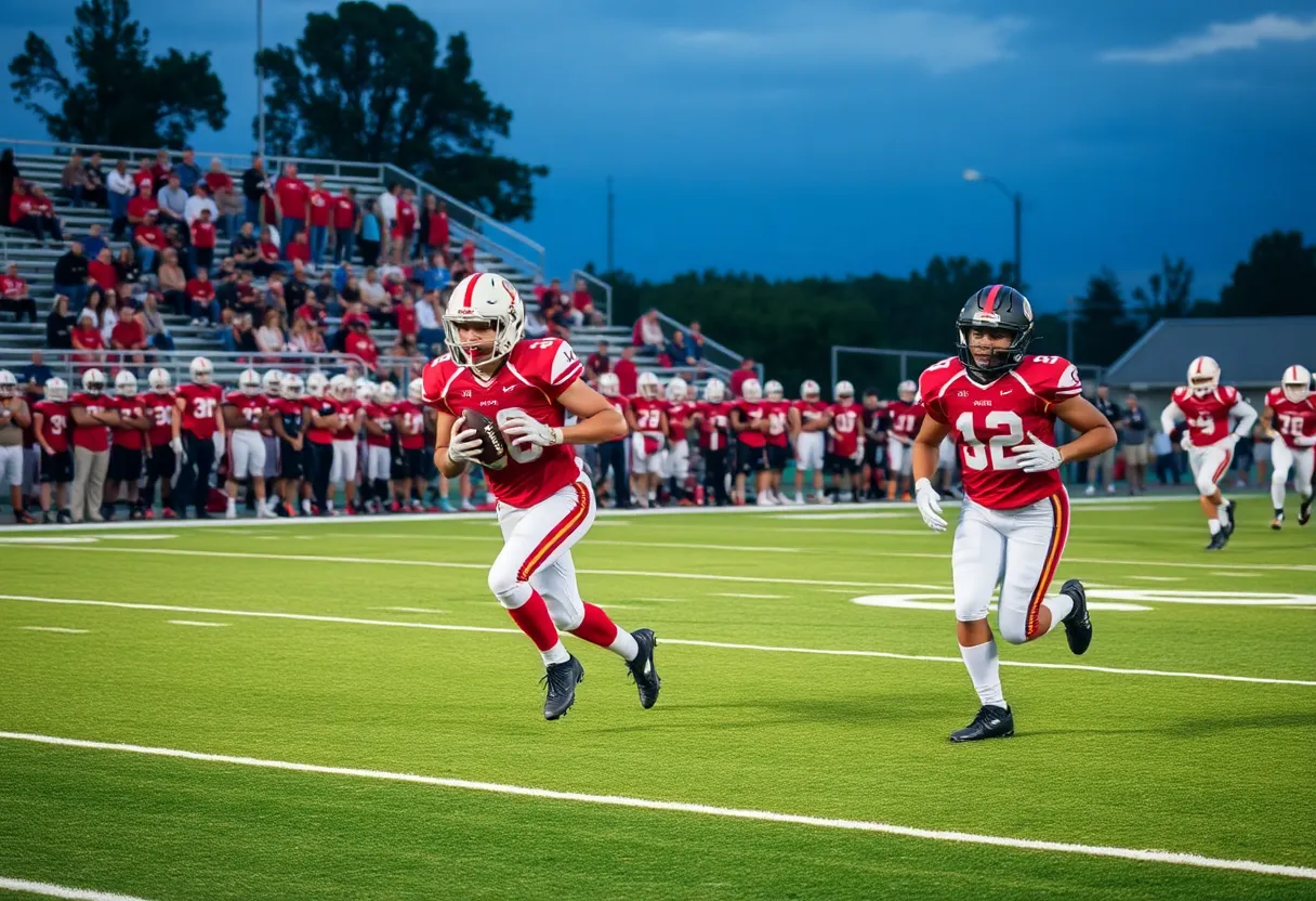 Clinton Red Devils football team in action against Woodruff Wolverines