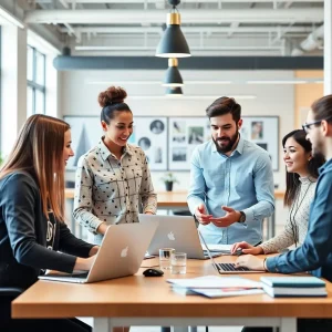 Marketing team discussing cross-promotion strategies