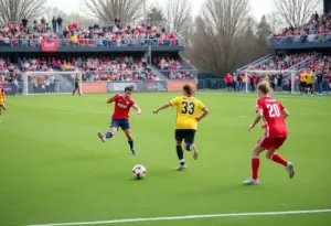 ETSU soccer players in action during a game