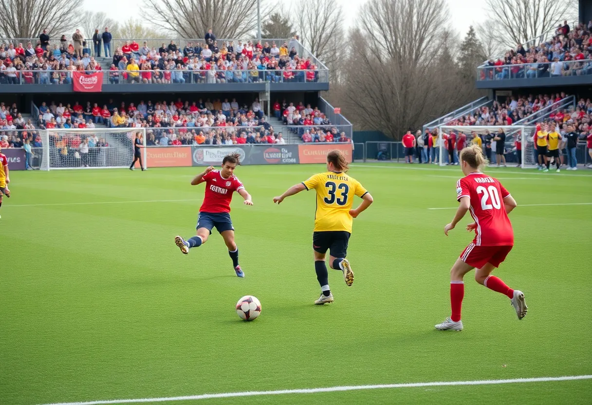 ETSU soccer players in action during a game