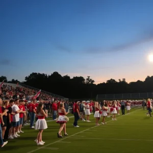 High school football fans cheering during a game